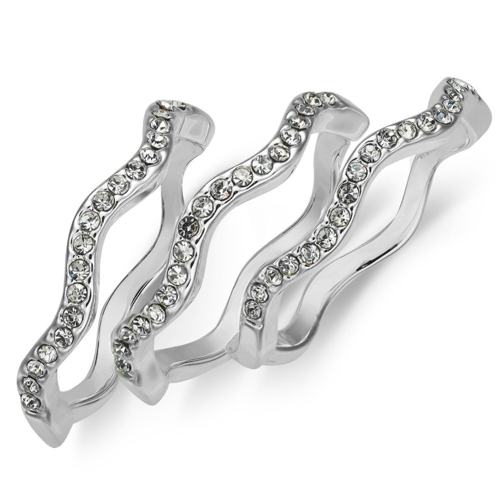 ✨Silver Tone 3-Pc. Set Cubic Zirconia Wavy Ring